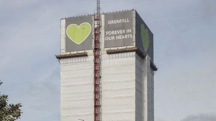 Covered up Grenfell Tower building