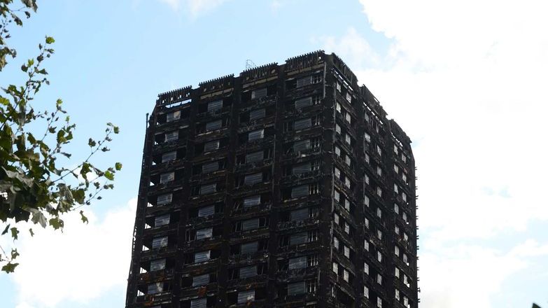 Burnt out Grenfell tower