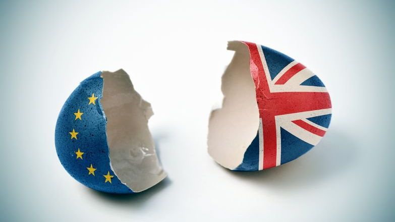 Broken egg representing Brexit