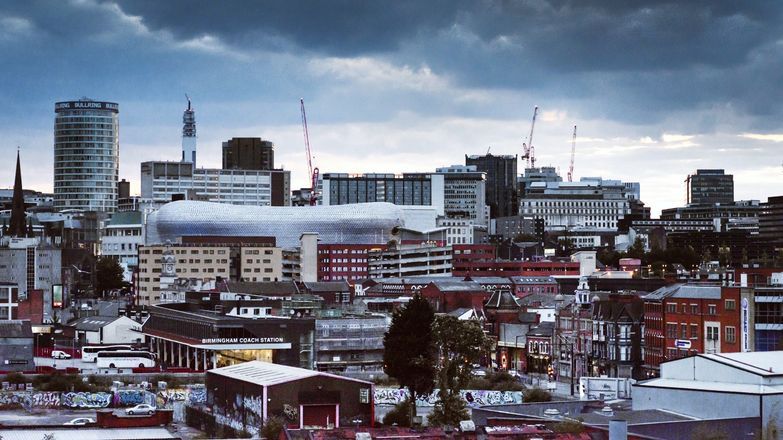 Landscape shot of Birmingham city centre from Digbeth