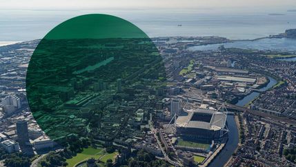 Aerial view of Cardiff in Wales 