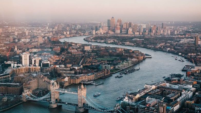 Aerial view of London's River Thames