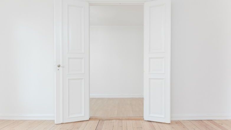 White room with open internal double doors